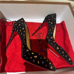 Christian Louboutin black crystal heels